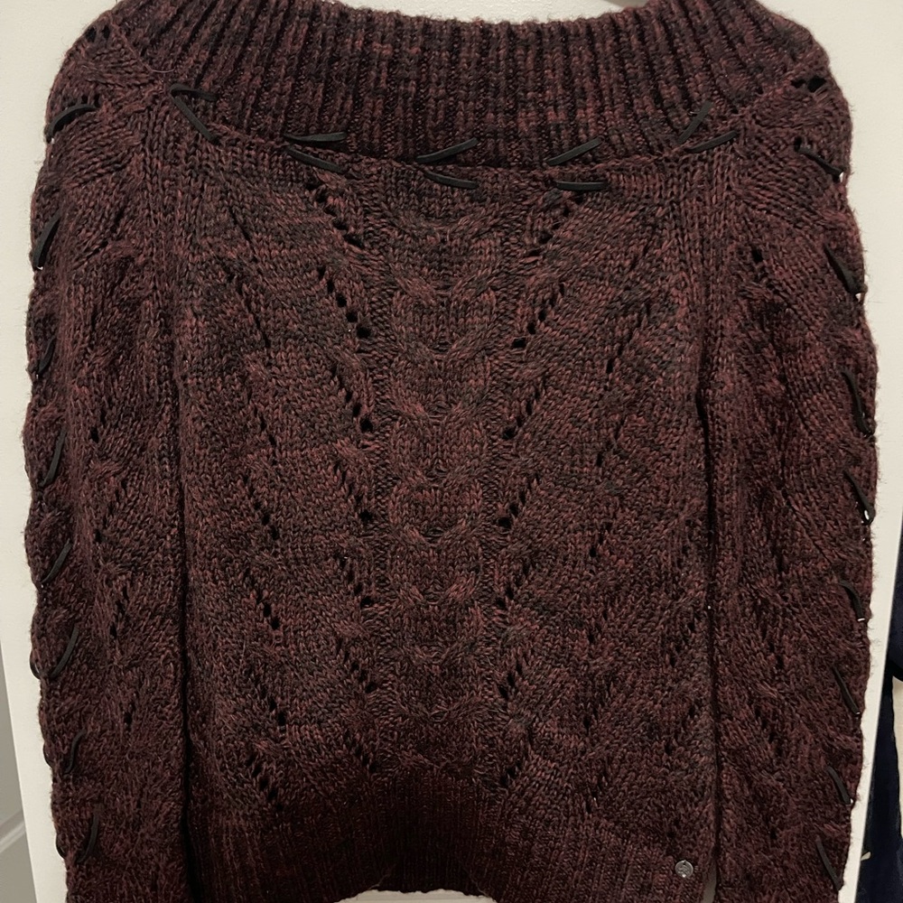 Lady Dutch Boutique cable knit sweater off the shoulder